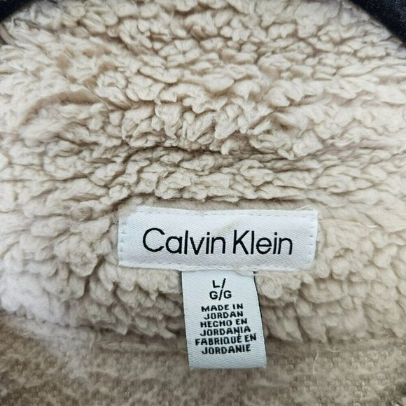 Calvin Klein Full Zip Tan Sherpa Jacket coat Size Large - Picture 3 of 13